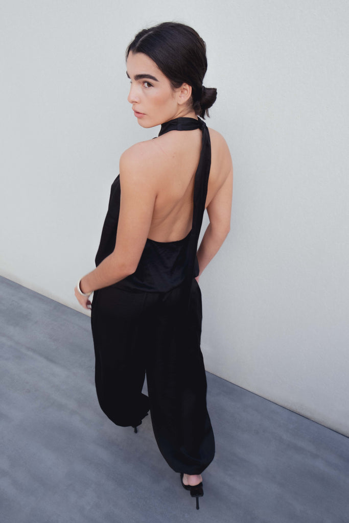 Top halter satinado